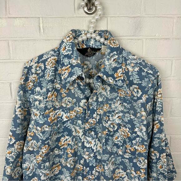 Vintage Sears Authentic Western Wear Pearl Snap Floral Button Down Shirt Size L - Picture 2 of 11